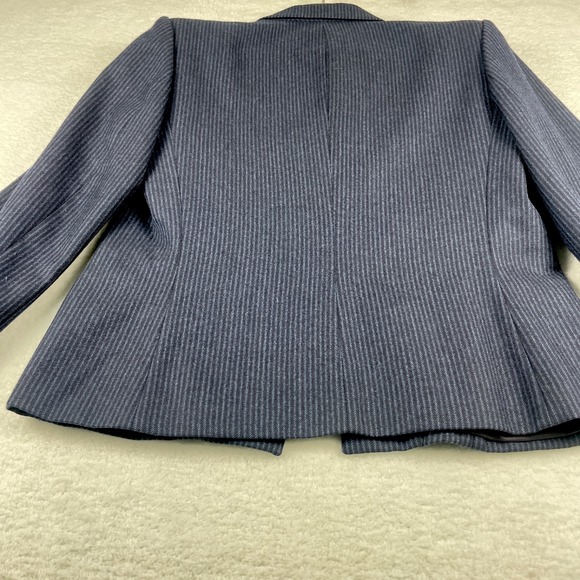 VTG Jones New York Sz 12 Blazer Jacket Pinstripe 100% Wool 80s 90s Shoulderpads - Picture 15 of 16
